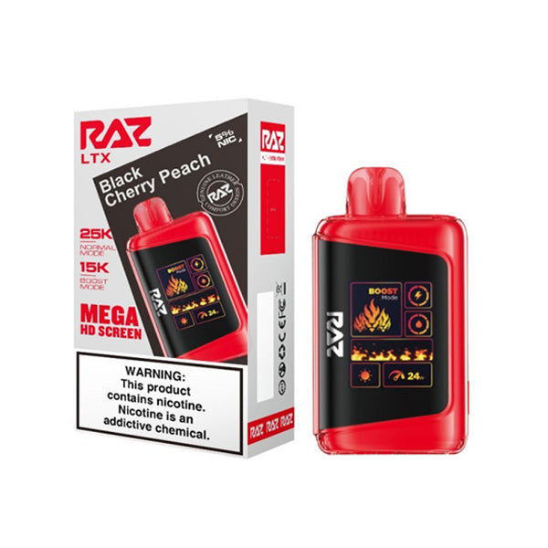 RAZ LTX Disposable 16mL 50mg 25000 Puffs black cherry lemon with packaging