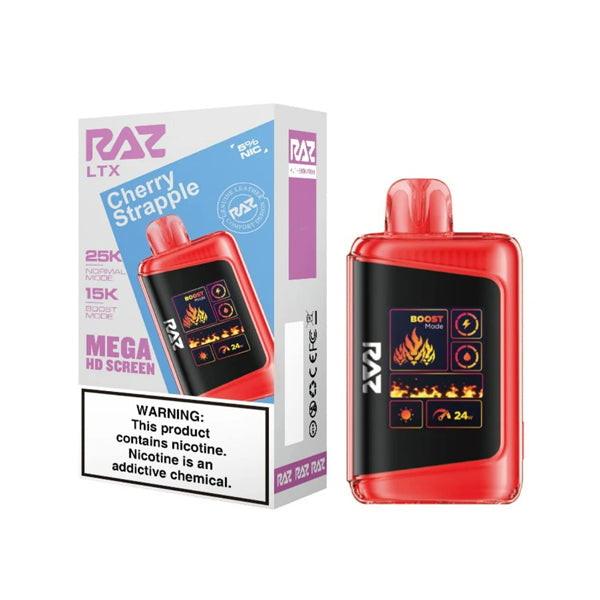 RAZ LTX Disposable 16mL 50mg 25000 Puffs cherry strapple with packaging