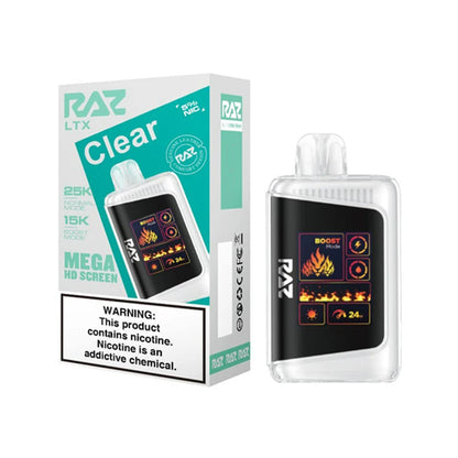 RAZ LTX Disposable 16mL 50mg 25000 Puffs clear with packaging