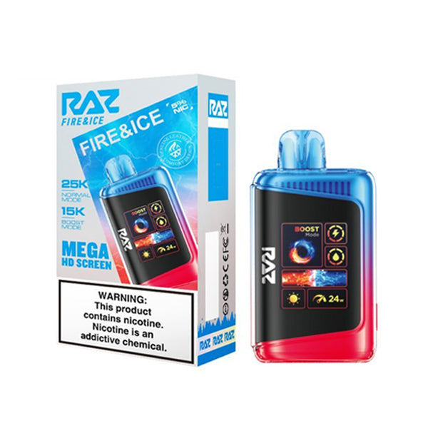 RAZ LTX Disposable 16mL 50mg 25000 Puffs fire and ice with packaging