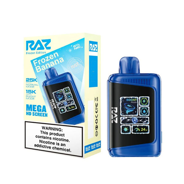 RAZ LTX Disposable 16mL 50mg 25000 Puffs frozen banana with packaging