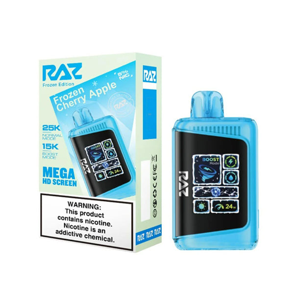 RAZ LTX Disposable 16mL 50mg 25000 Puffs frozen cherry apple with packaging