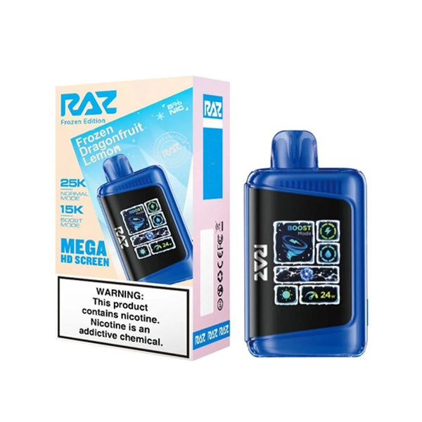 RAZ LTX Disposable 16mL 50mg 25000 Puffs frozen dragonfruit lemon with packaging