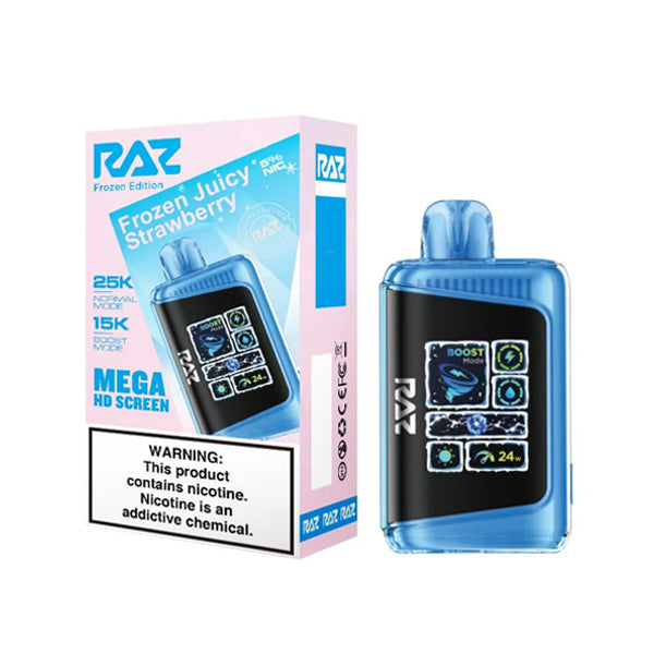 RAZ LTX Disposable 16mL 50mg 25000 Puffs frozen juicy strawberry with packaging