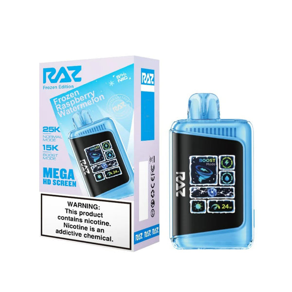 RAZ LTX Disposable 16mL 50mg 25000 Puffs frozen raspberry watermelon with packaging