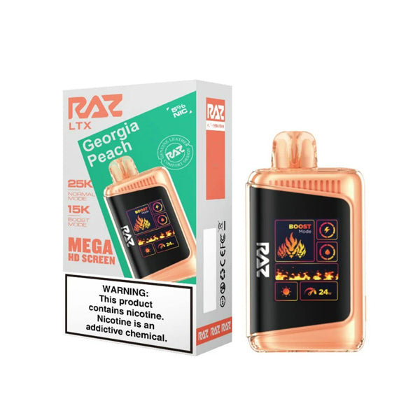 RAZ LTX Disposable 16mL 50mg 25000 Puffs georgia peach with packaging