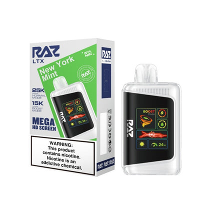 RAZ LTX Disposable 16mL 50mg 25000 Puffs new york mint with packaging