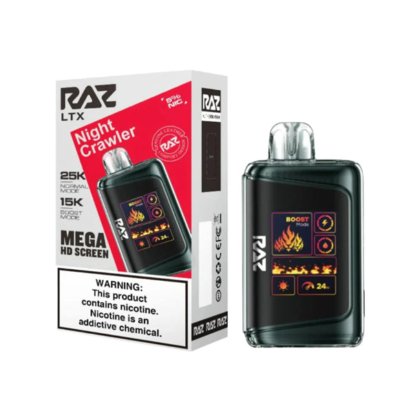 RAZ LTX Disposable 16mL 50mg 25000 Puffs night crawler with packaging