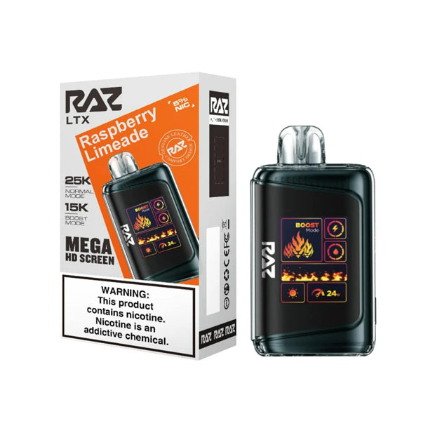 RAZ LTX Disposable 16mL 50mg 25000 Puffs raspberry limeade with packaging