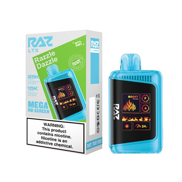 RAZ LTX Disposable 16mL 50mg 25000 Puffs razzle dazzle with packaging