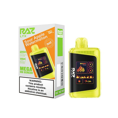 RAZ LTX Disposable 16mL 50mg 25000 Puffs sour apple watermelon with packaging