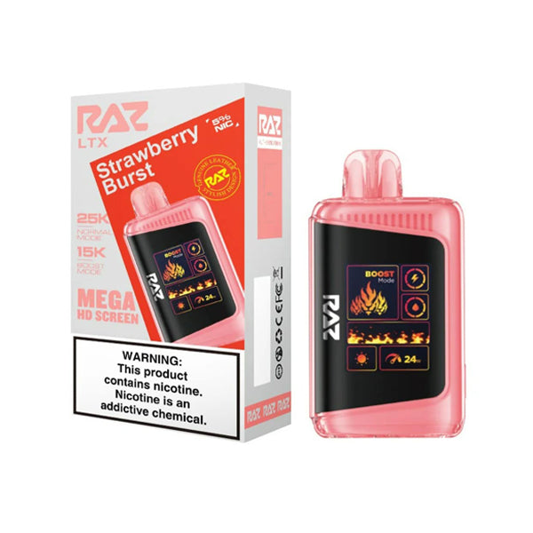 RAZ LTX Disposable 16mL 50mg 25000 Puffs strawberry burst with packaging