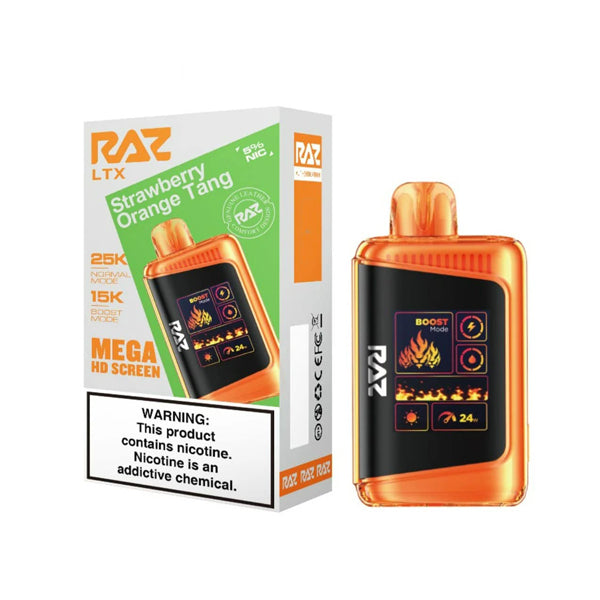 RAZ LTX Disposable 16mL 50mg 25000 Puffs strawberry orange tang with packaging