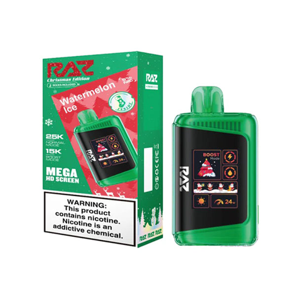 RAZ LTX Disposable 16mL 50mg 25000 Puffs christmas edition watermelon ice with packaging