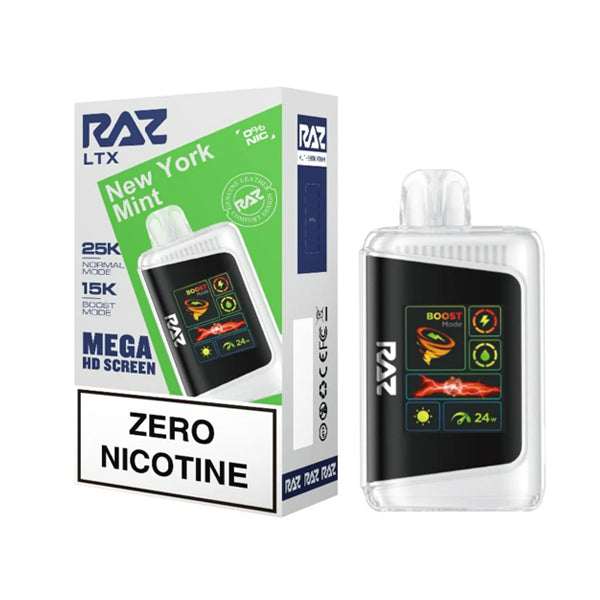 RAZ LTX Zero Disposable 16mL 50mg 25000 Puffs new york mint with packaging