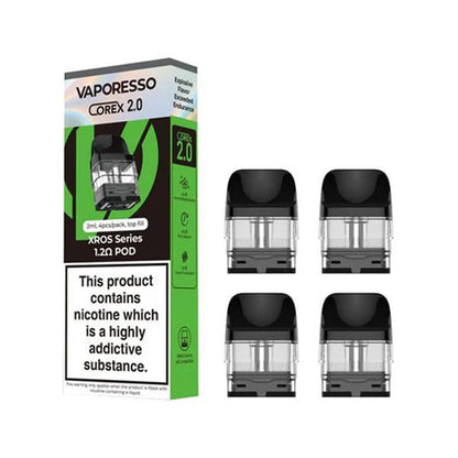 Vaporesso XROS Replacement Pods 4-Pack 2ml 1.2ohm with packaging