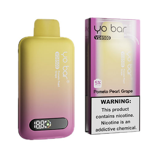 Yo Bar Disposable 8500 Puffs (16mL) pomelo pearl grape with packaging