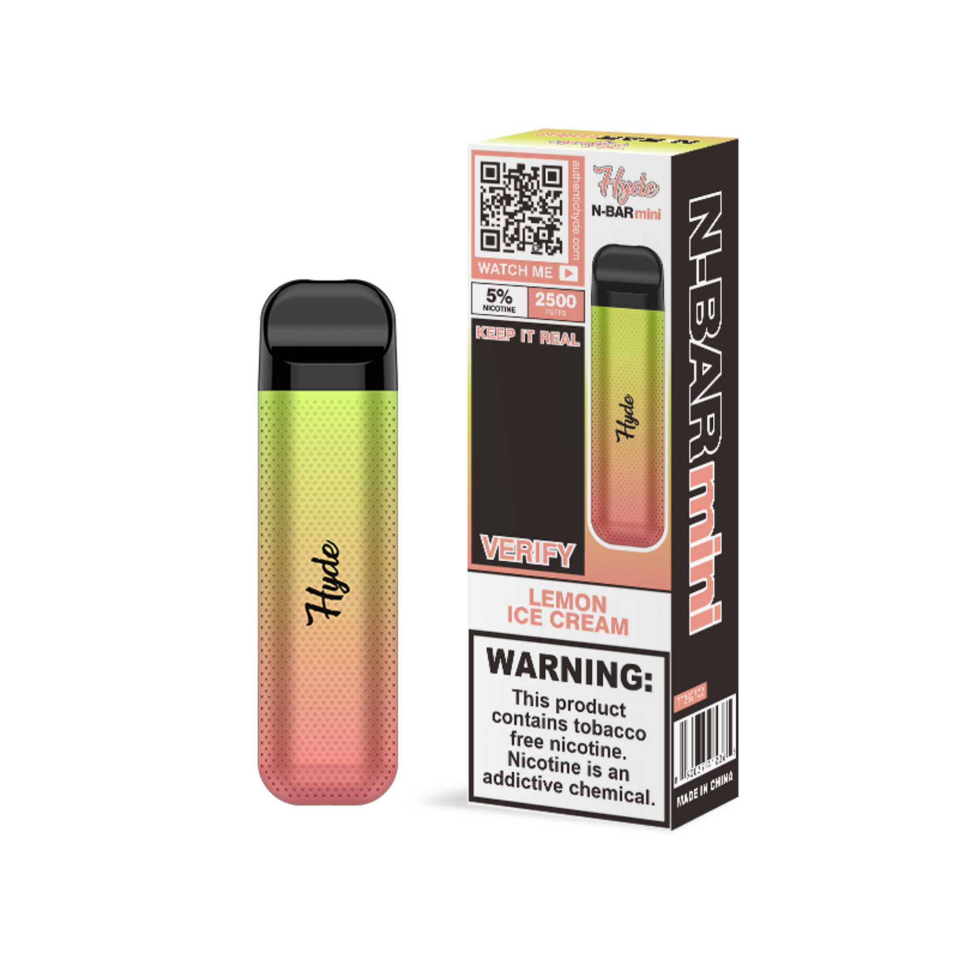 Hyde N-Bar Mini Disposable | 2500 Puffs | 7mL Lemon Ice Cream with Packaging