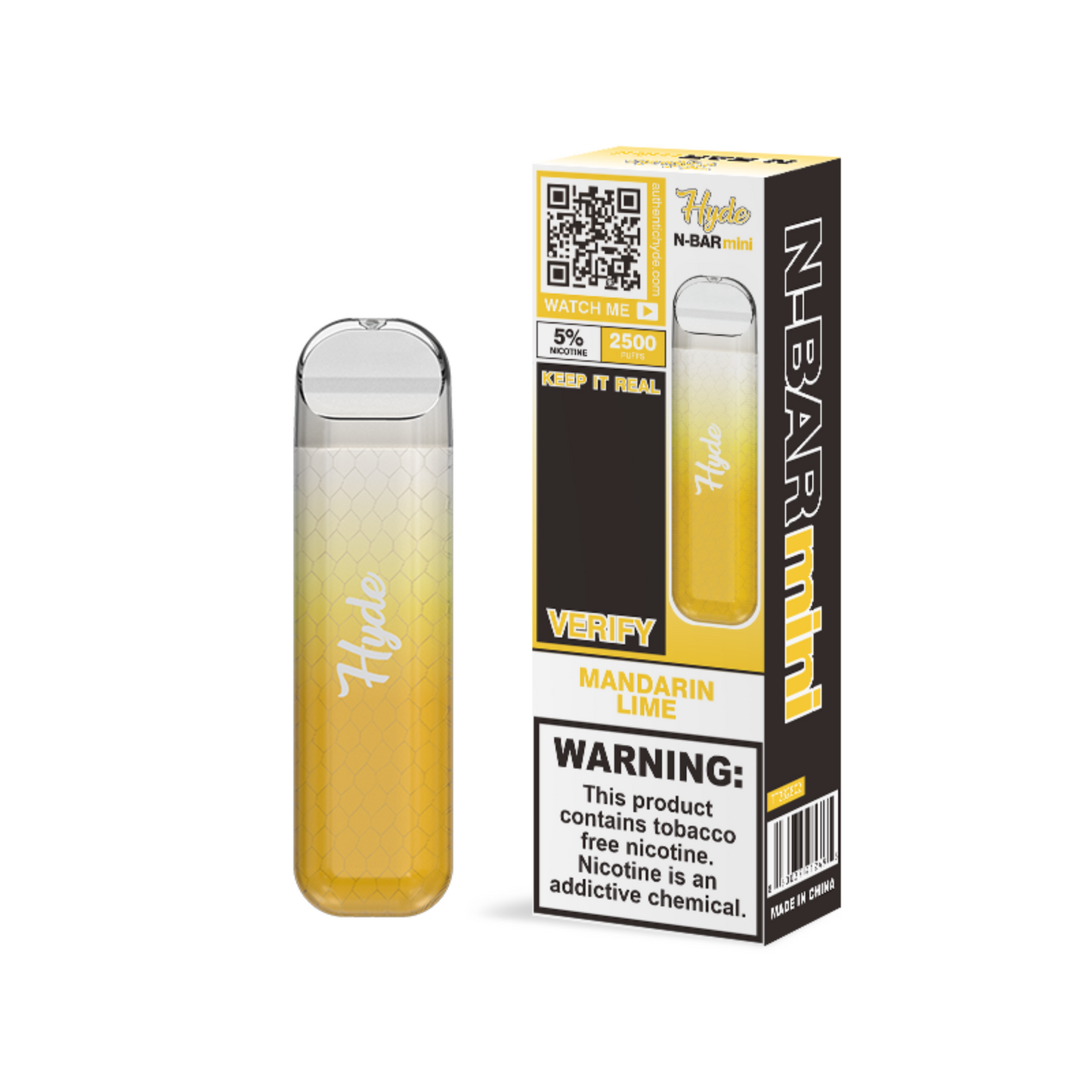 Hyde N-Bar Mini Disposable | 2500 Puffs | 7mL Mandarin Lime with Packaging