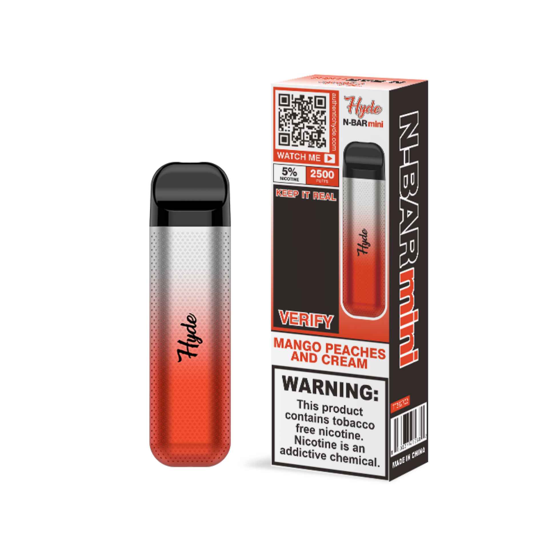 Hyde N-Bar Mini Disposable | 2500 Puffs | 7mL Mango Peaches and Cream with Packaging