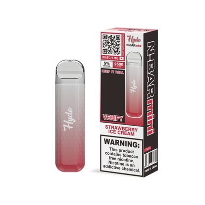 Hyde N-Bar Mini Disposable | 2500 Puffs | 7mL Strawberry Ice Cream with Packaging