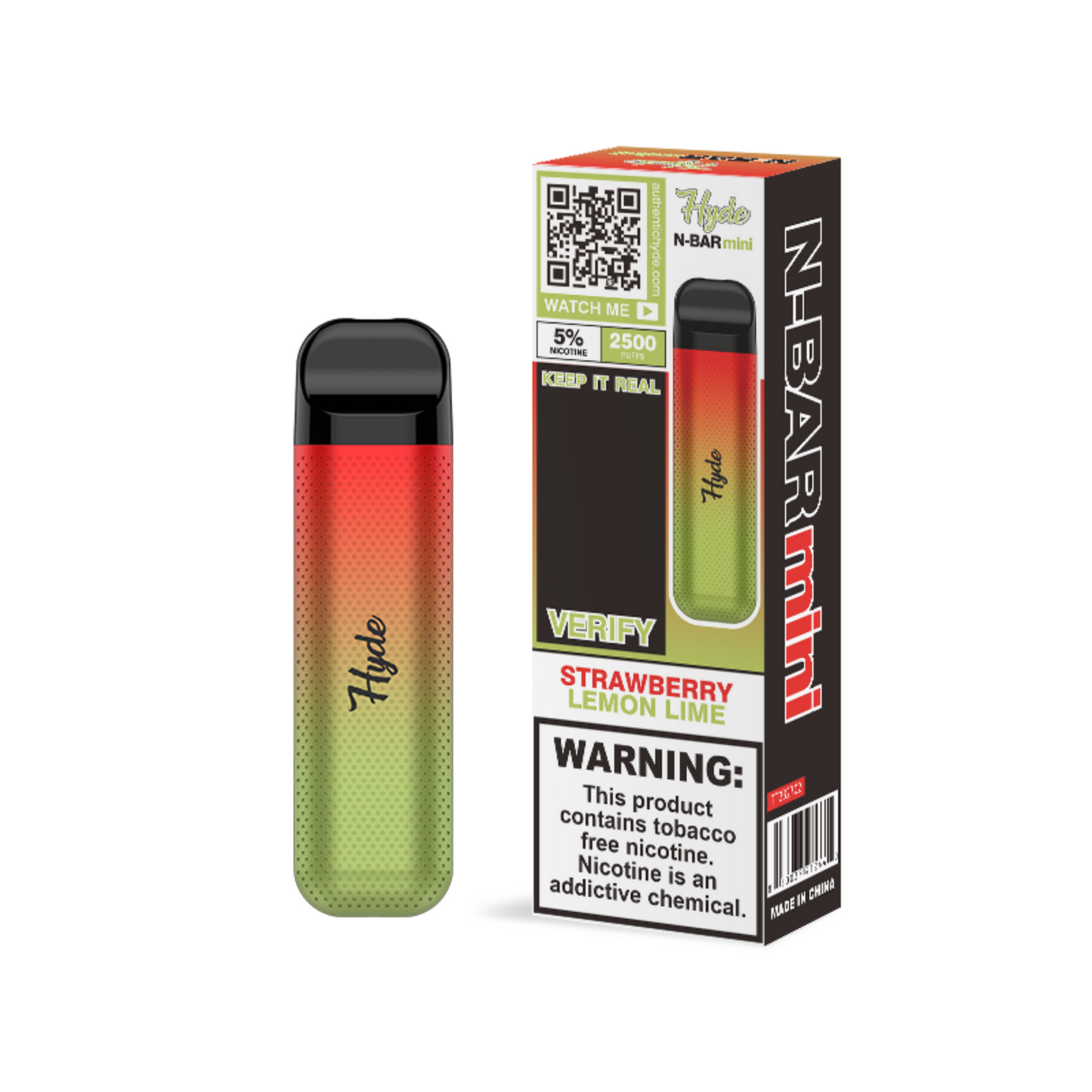 Hyde N-Bar Mini Disposable | 2500 Puffs | 7mL Strawberry Lemon Lime with Packaging