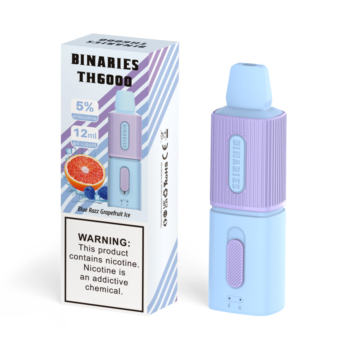 HorizonTech – Binaries Cabin Disposable TH | 6000 Puffs | 12mL | 50mg Blue Razz Grapefruit Ice	 with Packaging