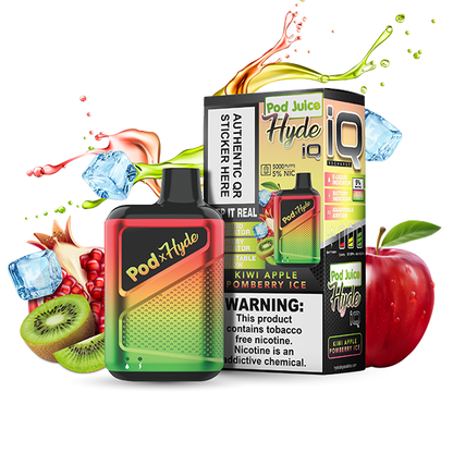 Pod Juice – Hyde IQ Disposable | 5000 Puffs | 8mL Kiwi Apple Pomberry Ice with Packaging