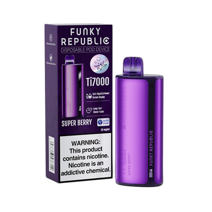 Funky Republic Ti7000 Disposable 7000 Puff 12.8mL 50mg Super Berry