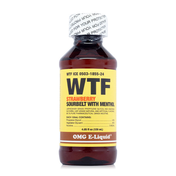 WTF ICE by OMG E-Liquid (Old Packaging) 120mL Bottle Strawberry Sourbelt with menthol